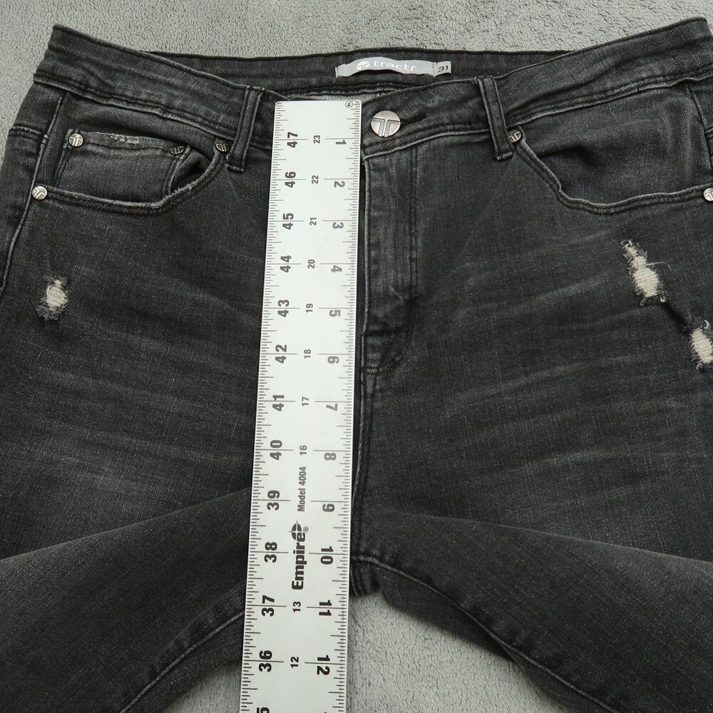 Tractr Jeans Women's Size 31 Gray Mid-Rise Flare Denim 34" Inseam Distressed - Picture 9 of 16